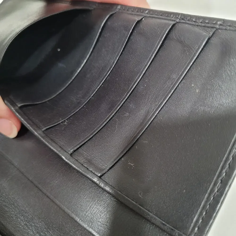 Hunting World Black‎ Wallet Long Checkbook Card Holder Leather Bifold Italian